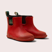 Red Lined Natural Rubber Ankle Rain Boots