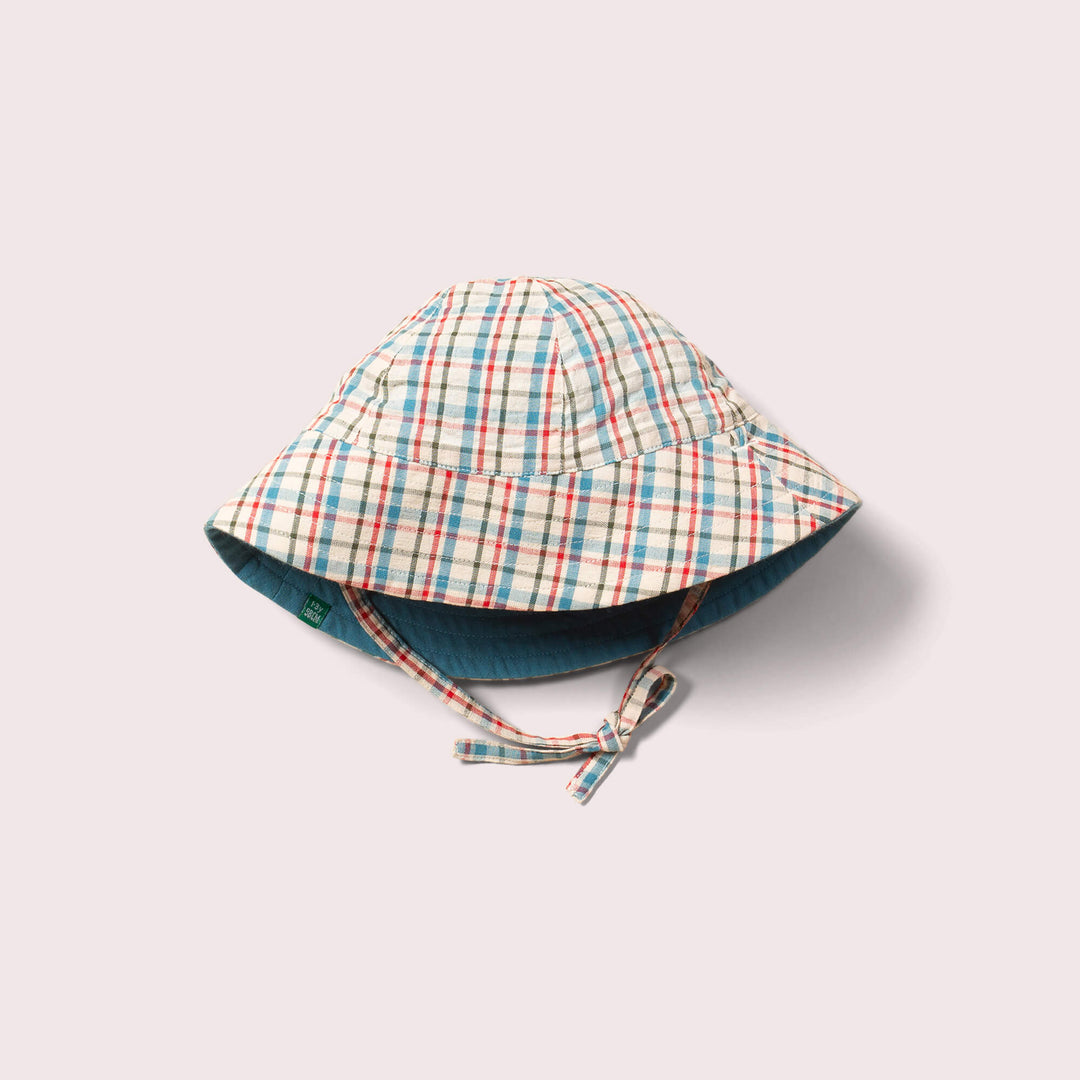 Checked Seersucker Reversible Sunhat