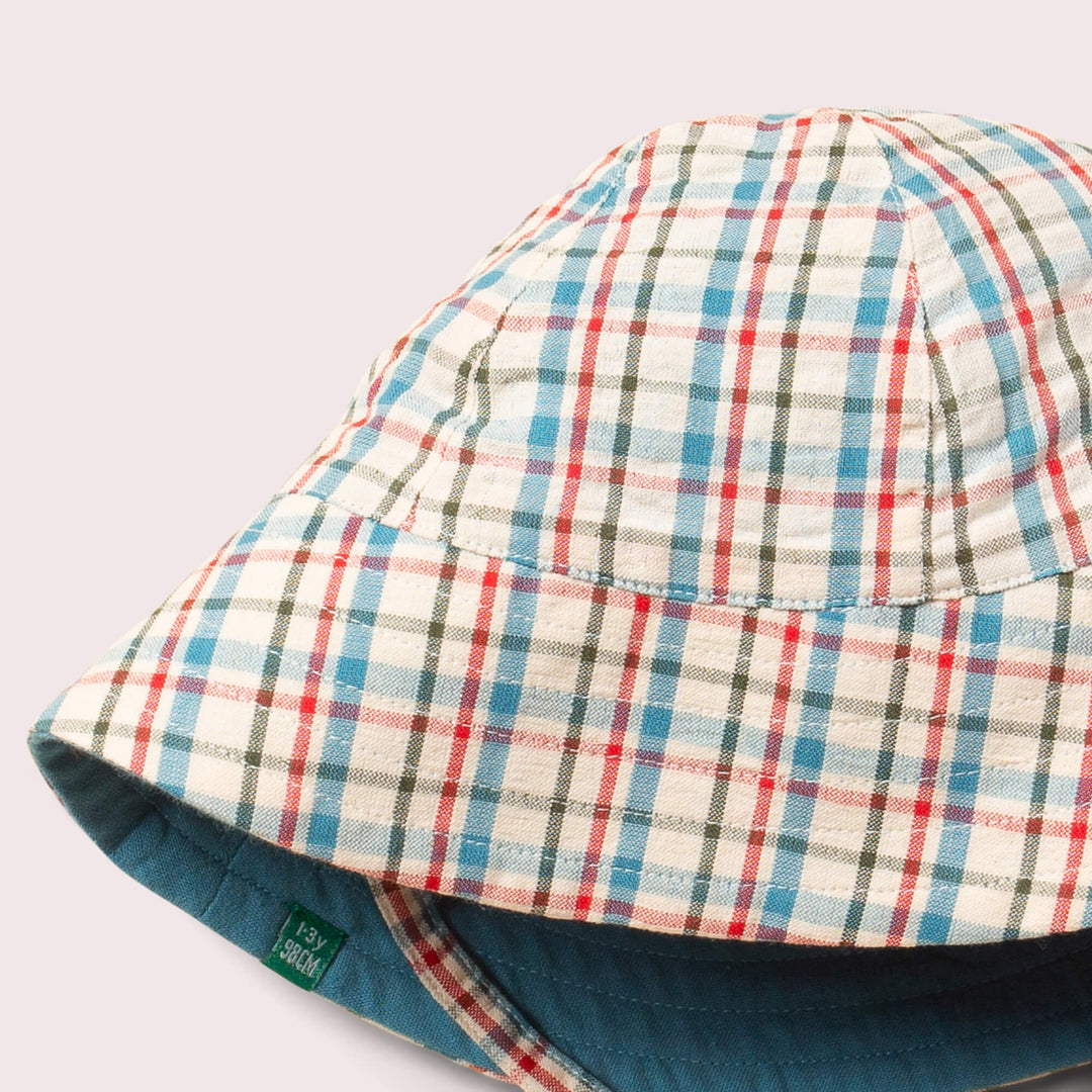 Checked Seersucker Reversible Sunhat