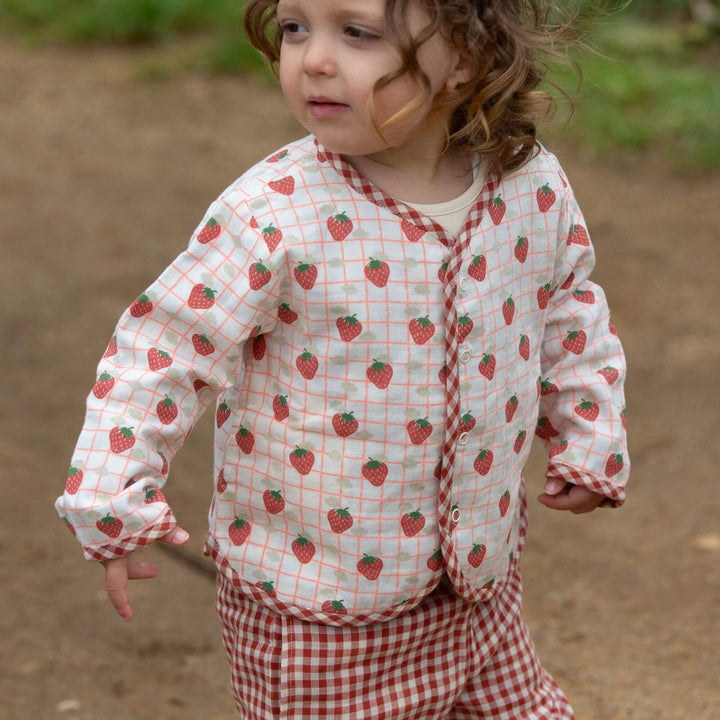 Strawberry Days Reversible Collarless Spring Jacket