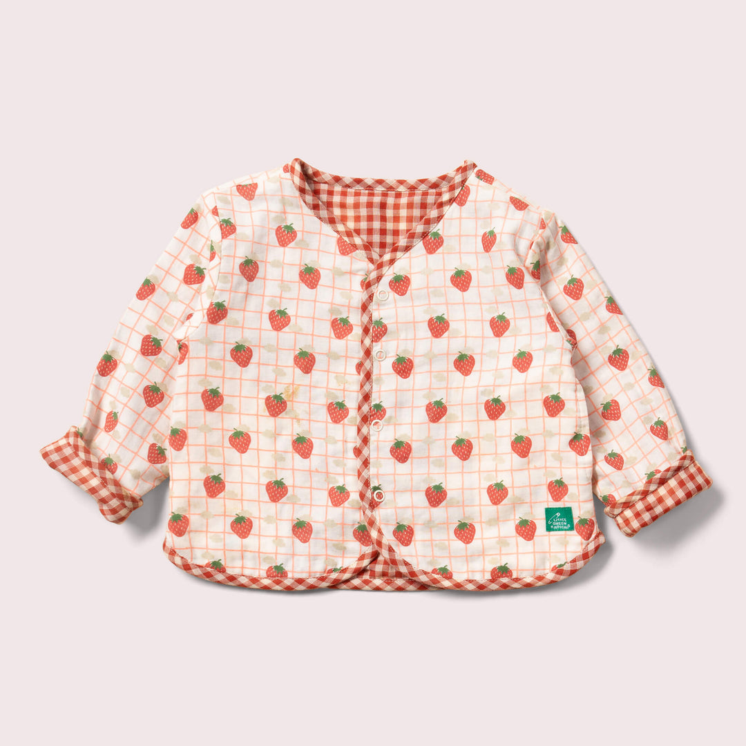 Strawberry Days Reversible Collarless Spring Jacket