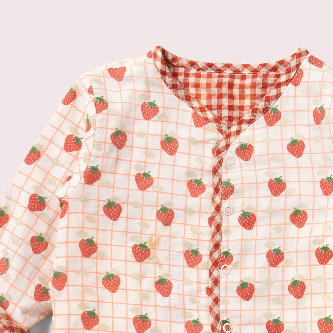 Strawberry Days Reversible Collarless Spring Jacket