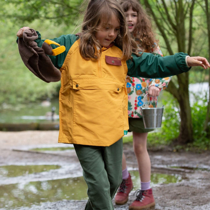 Gold Colour Block Recycled Waterproof Pullover Anorak