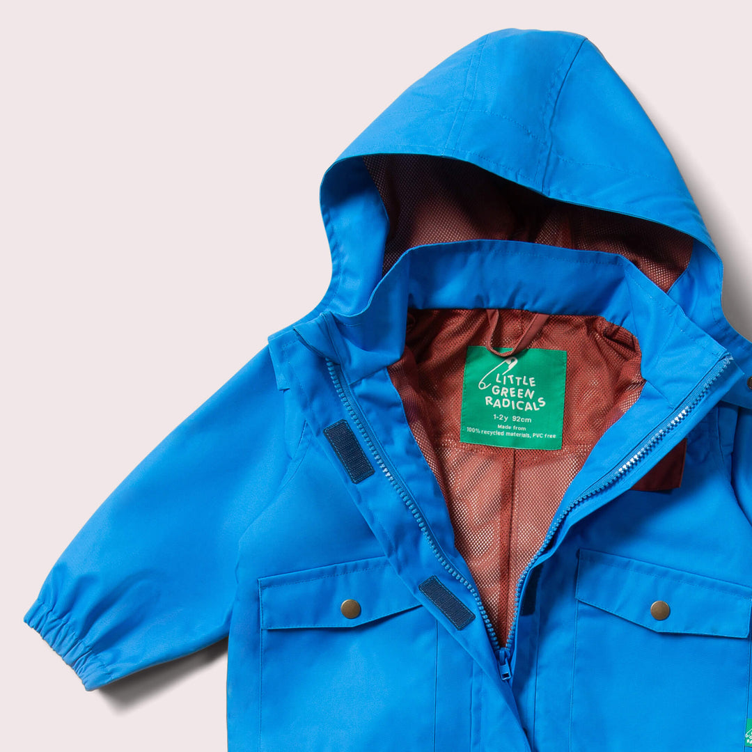 Blue Recycled Waterproof Parka Coat