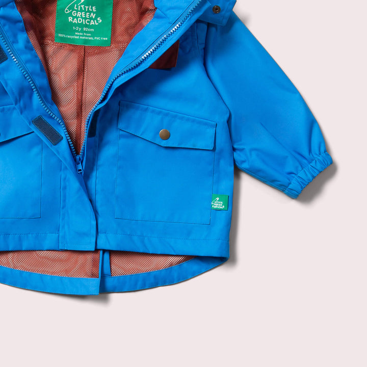 Blue Recycled Waterproof Parka Coat