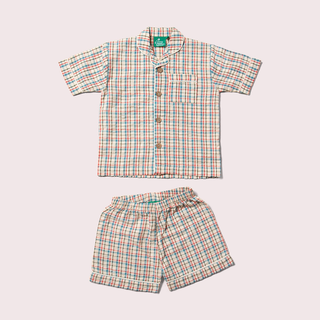 Checked Seersucker Button Through Pyjama Short Set