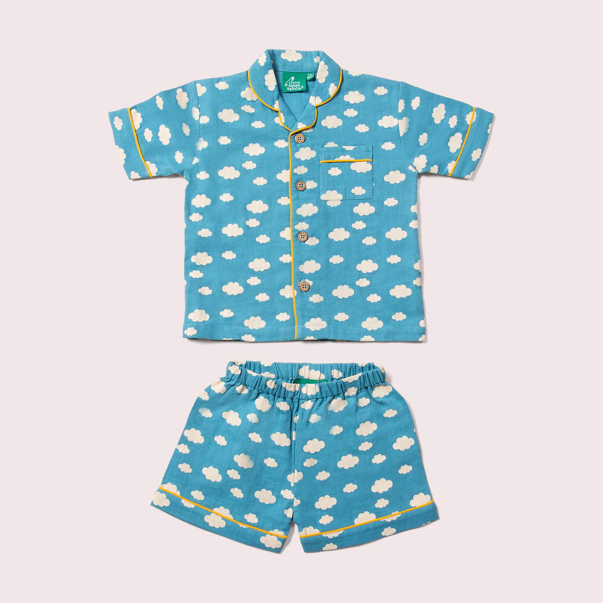 Blue Clouds Button Through Pyjama Short Set NOT AVAILABLE for USA/AUS/CAN
