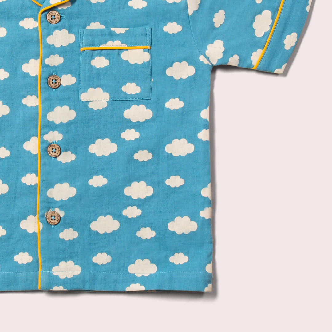 Blue Clouds Button Through Pyjama Short Set