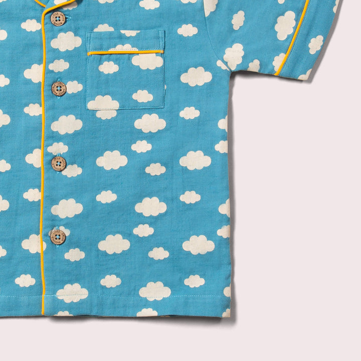 Blue Clouds Button Through Pyjama Short Set