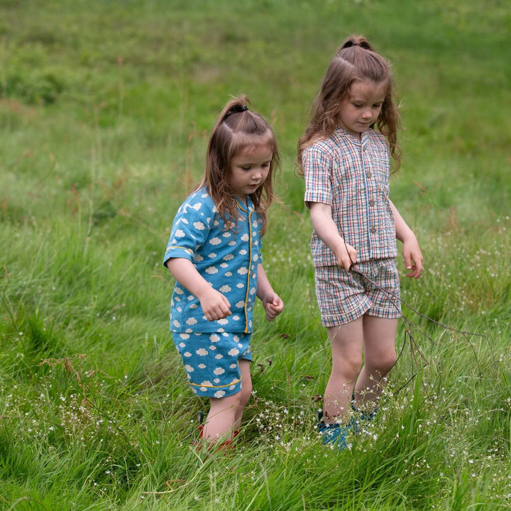 Blue Clouds Button Through Pyjama Short Set