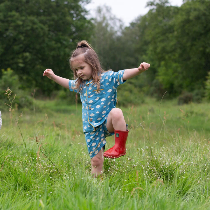 Blue Clouds Button Through Pyjama Short Set