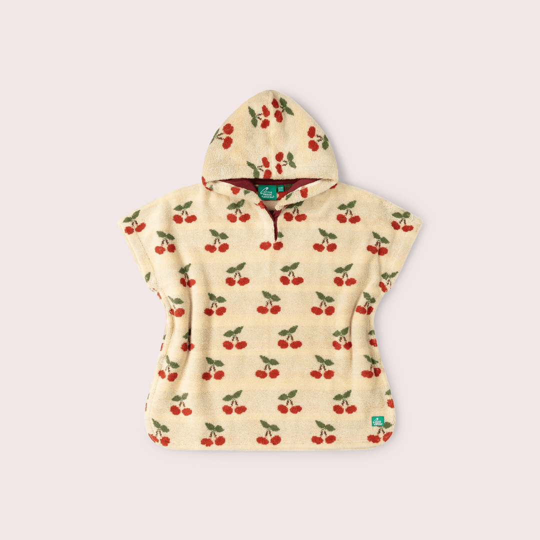 Little Cherries Baby Towel Poncho Cream / 12-24m