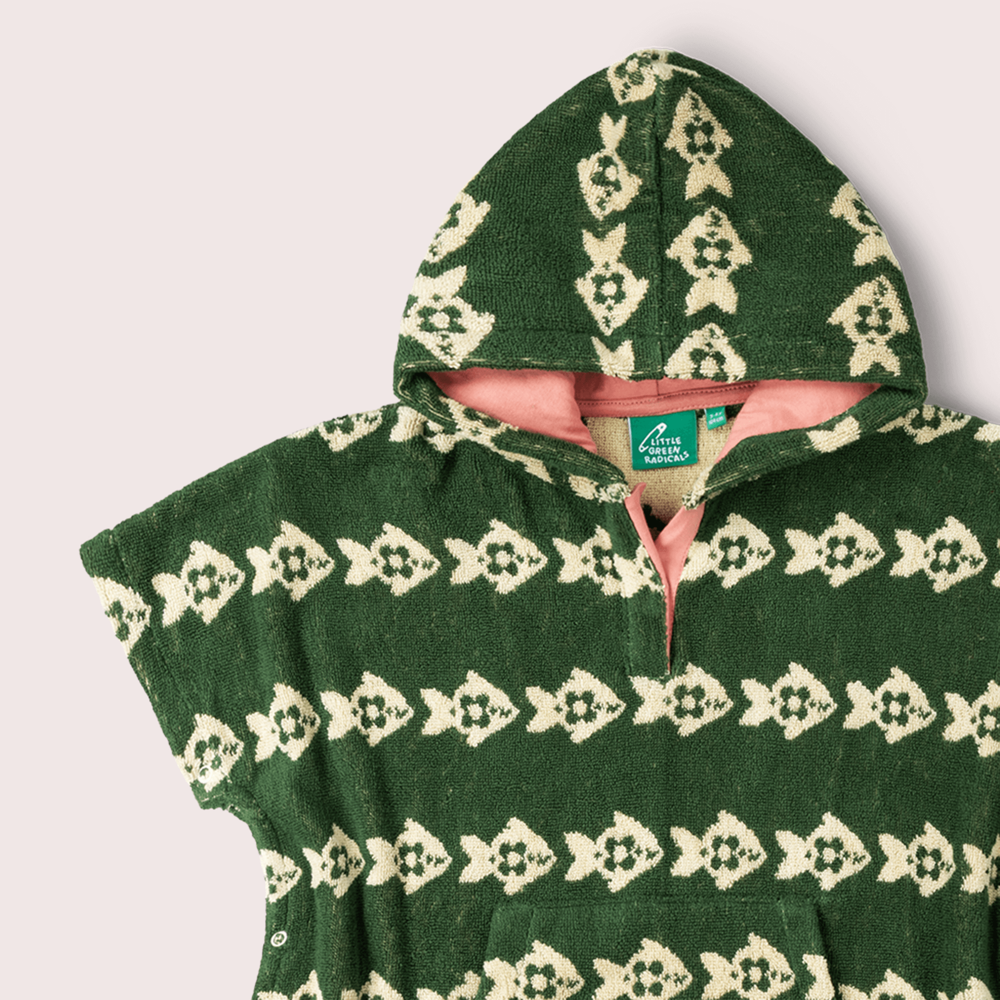 Swimming Fish Kids Towel Poncho Green / 7-8y