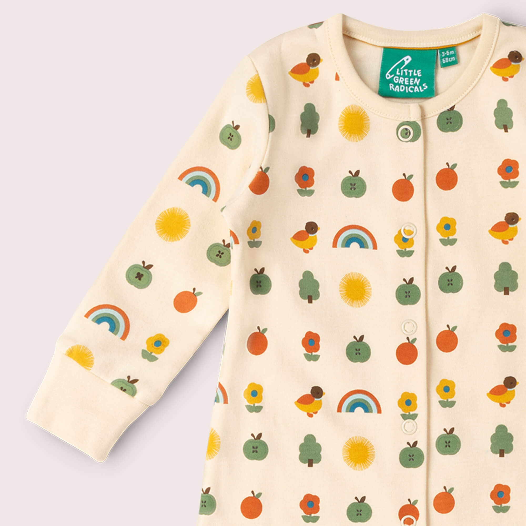 Vintage Rainbows Organic Babygrow MULTI / Newborn