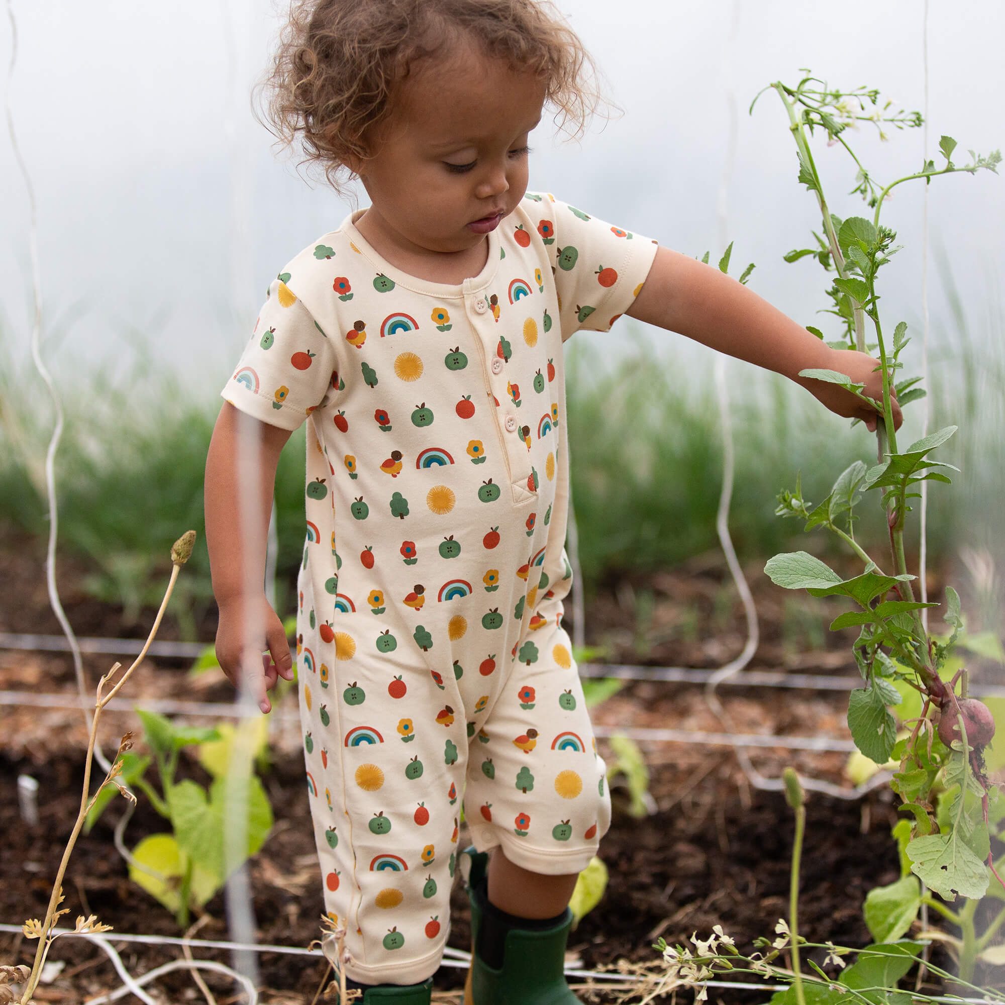 Vintage Rainbows Organic Romper MULTI / 18-24m