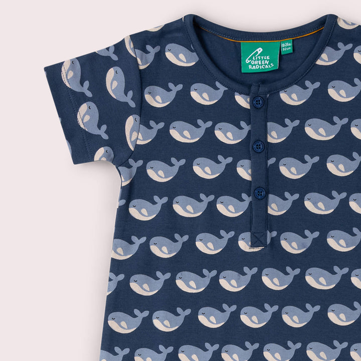 Singing Whales Organic Romper Blue / 18-24m