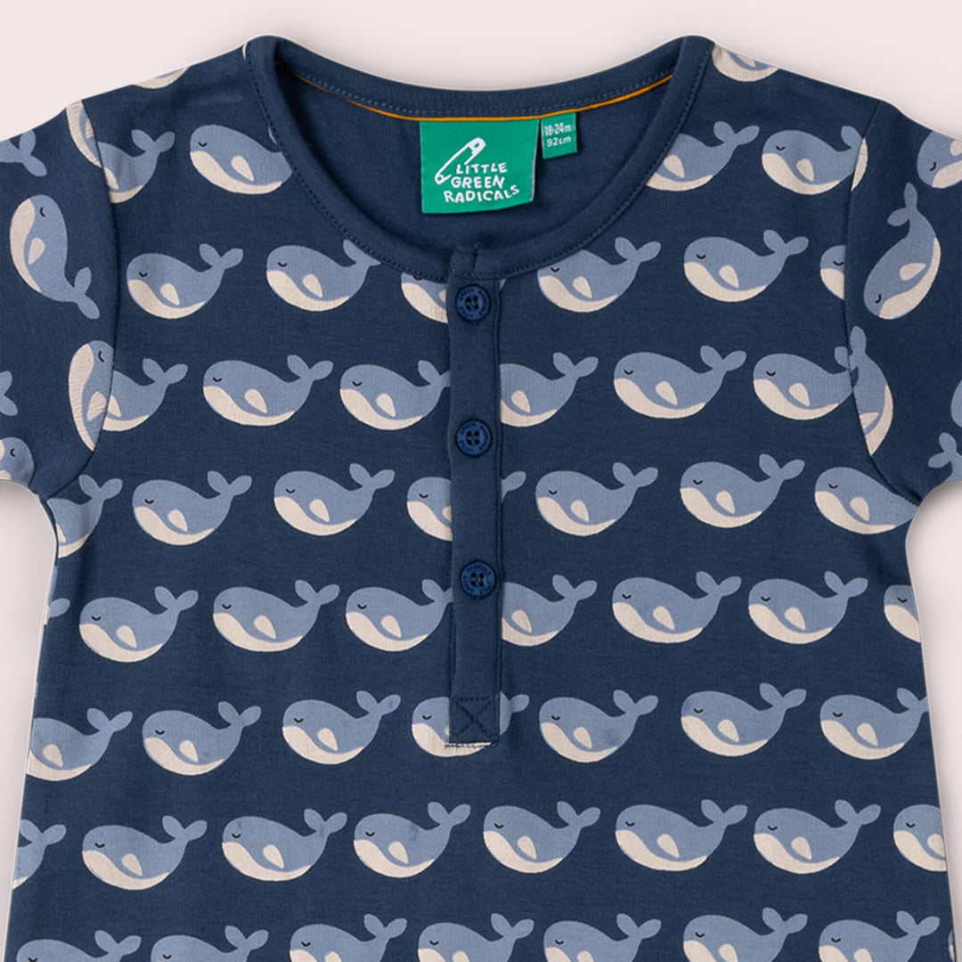 Singing Whales Organic Romper Blue / 18-24m