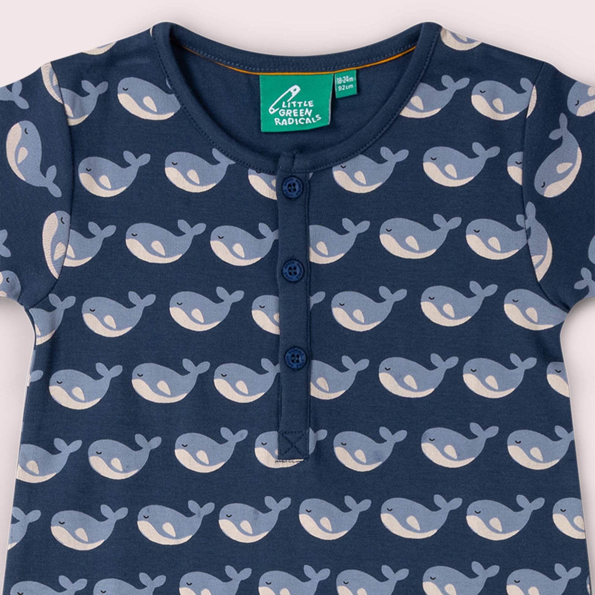 Singing Whales Organic Romper Blue / 18-24m