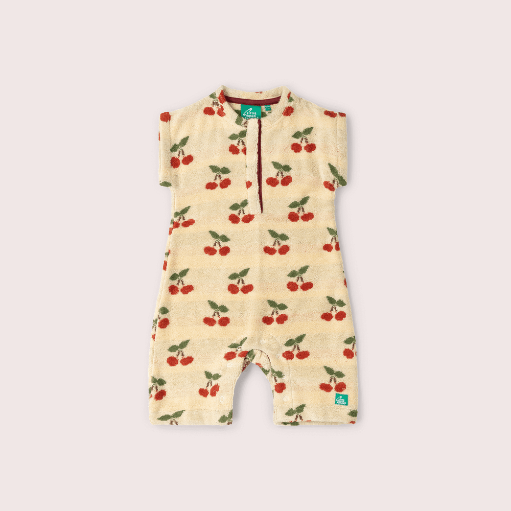 Little Cherries Towelling Romper Cream / 12-24m