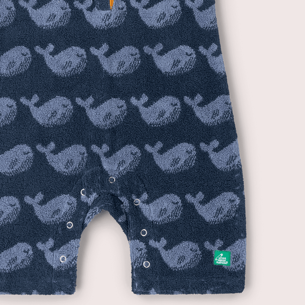 Singing Whales Towelling Romper Blue / 12-24m