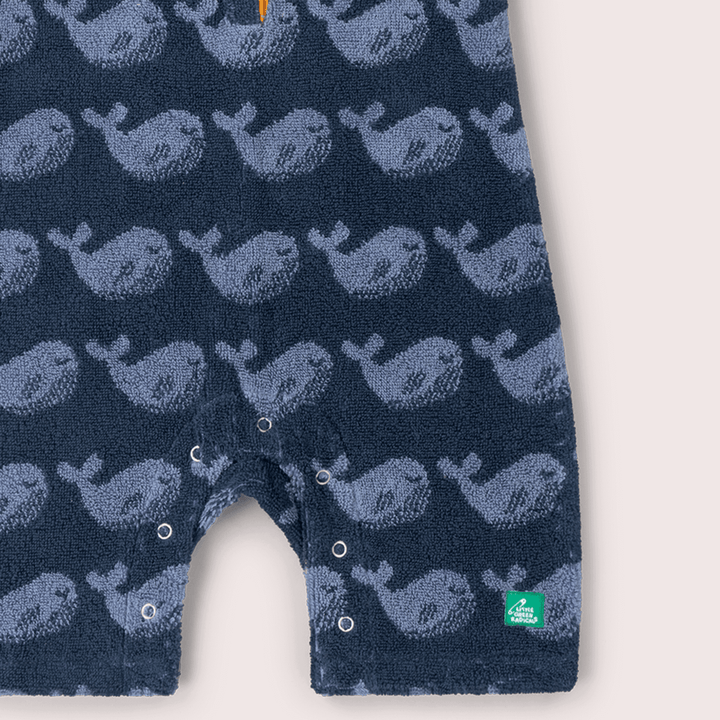 Singing Whales Towelling Romper Blue / 12-24m
