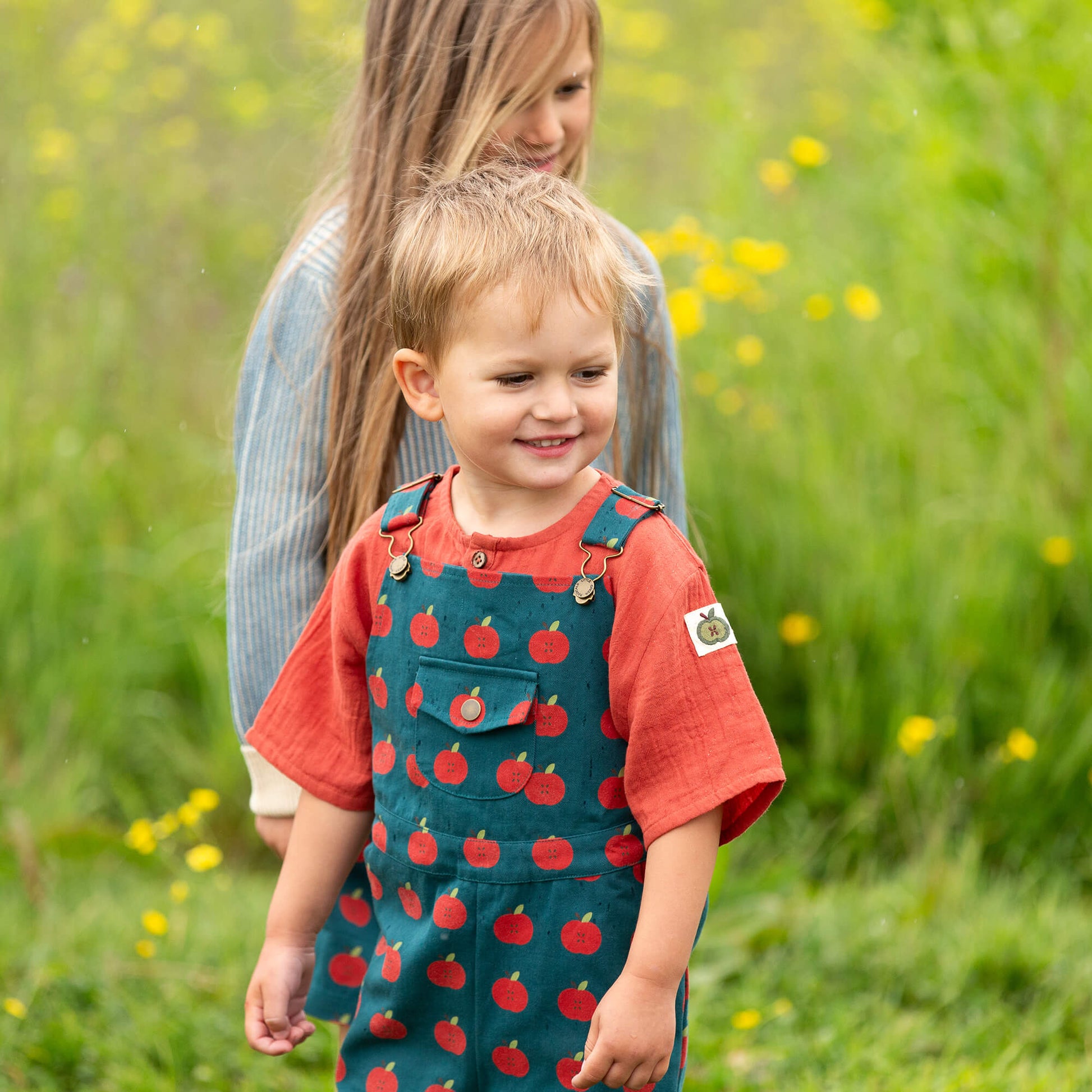Apple Dungaree Shorts Blue / 18-24m