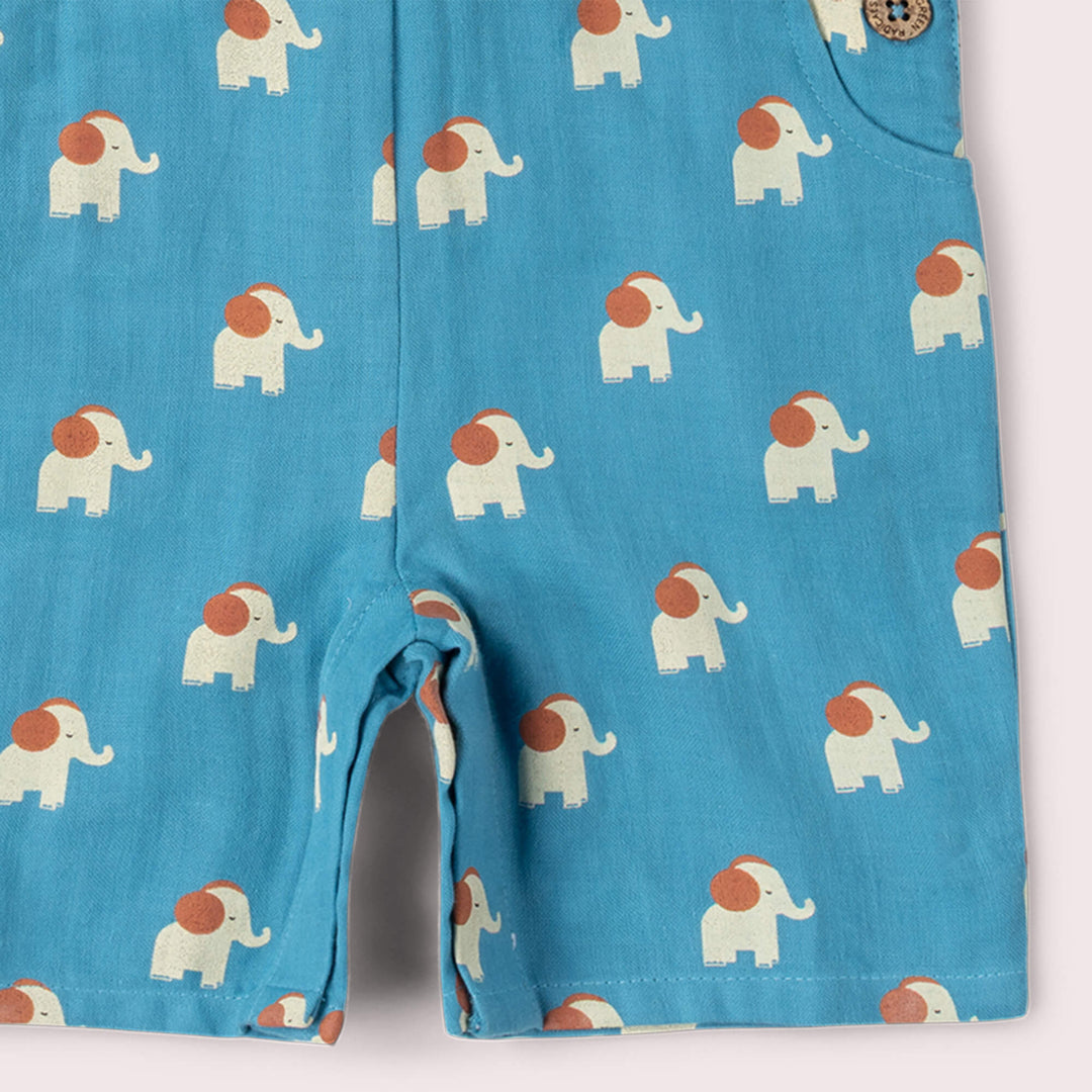 Blue Elephants Dungaree Shorts Blue / 18-24m