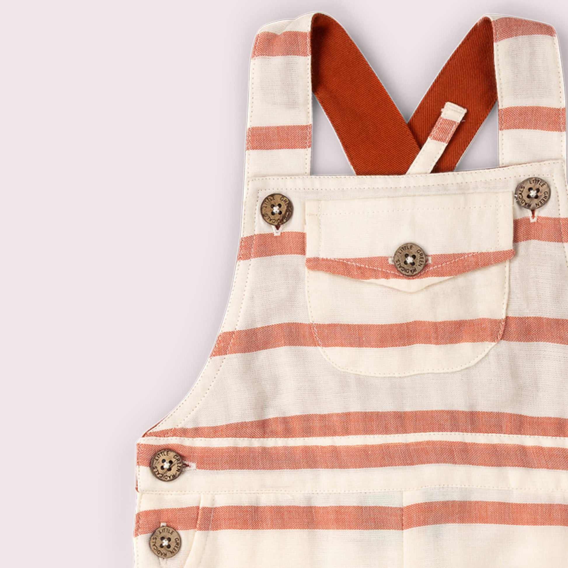 Vintage Red Stripe Dungaree Shorts Red / 18-24m