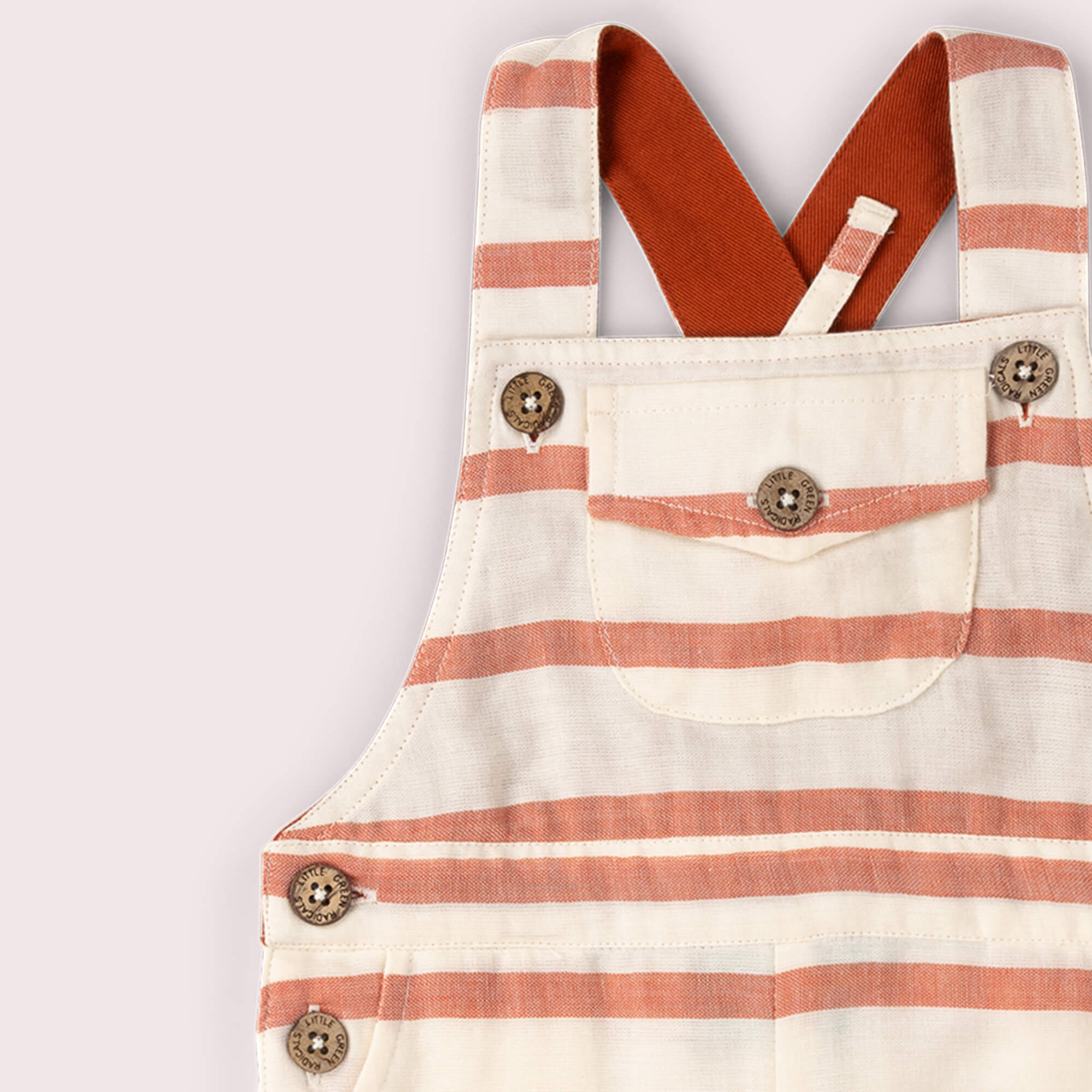 Vintage Red Stripe Dungaree Shorts Red / 18-24m