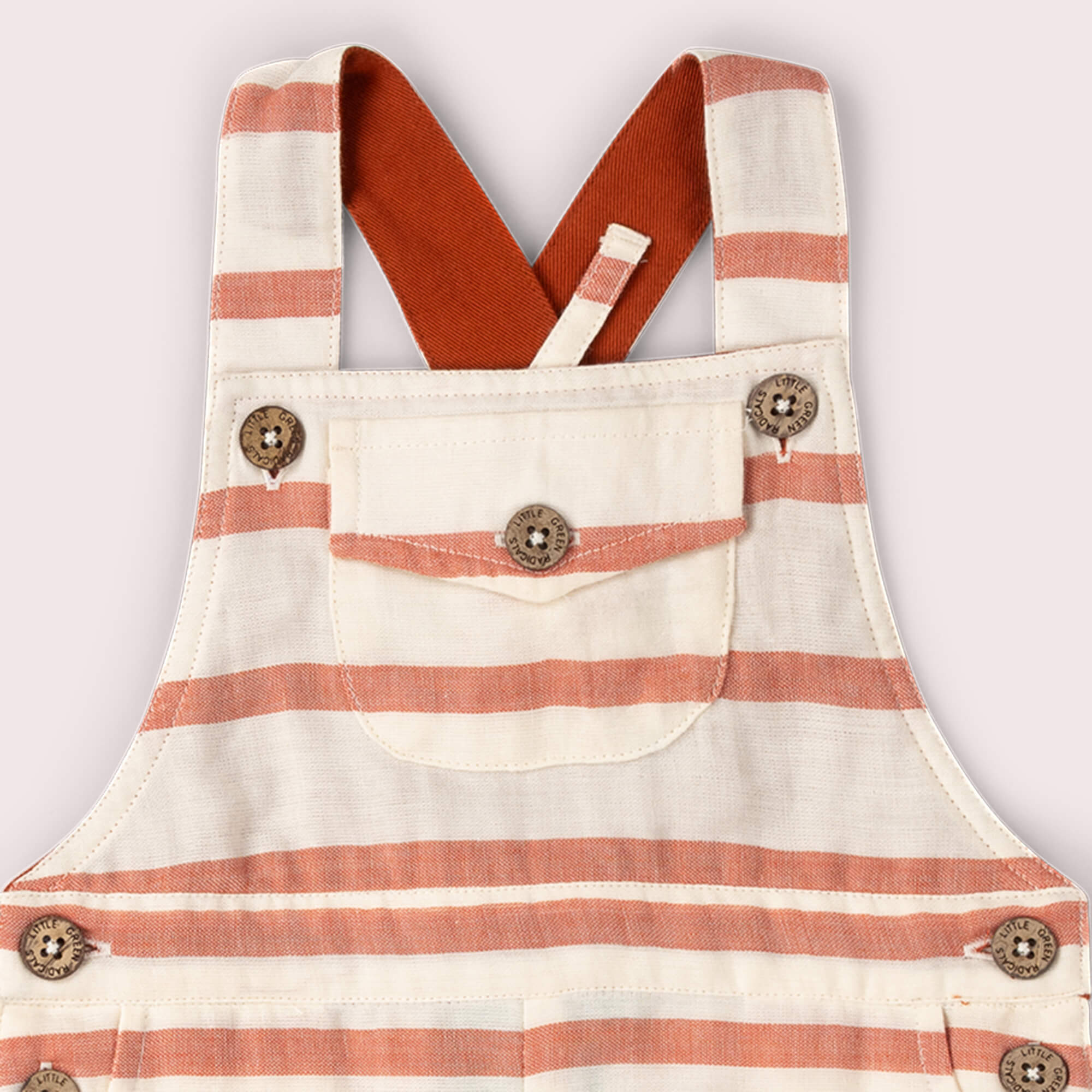 Vintage Red Stripe Dungaree Shorts Red / 18-24m