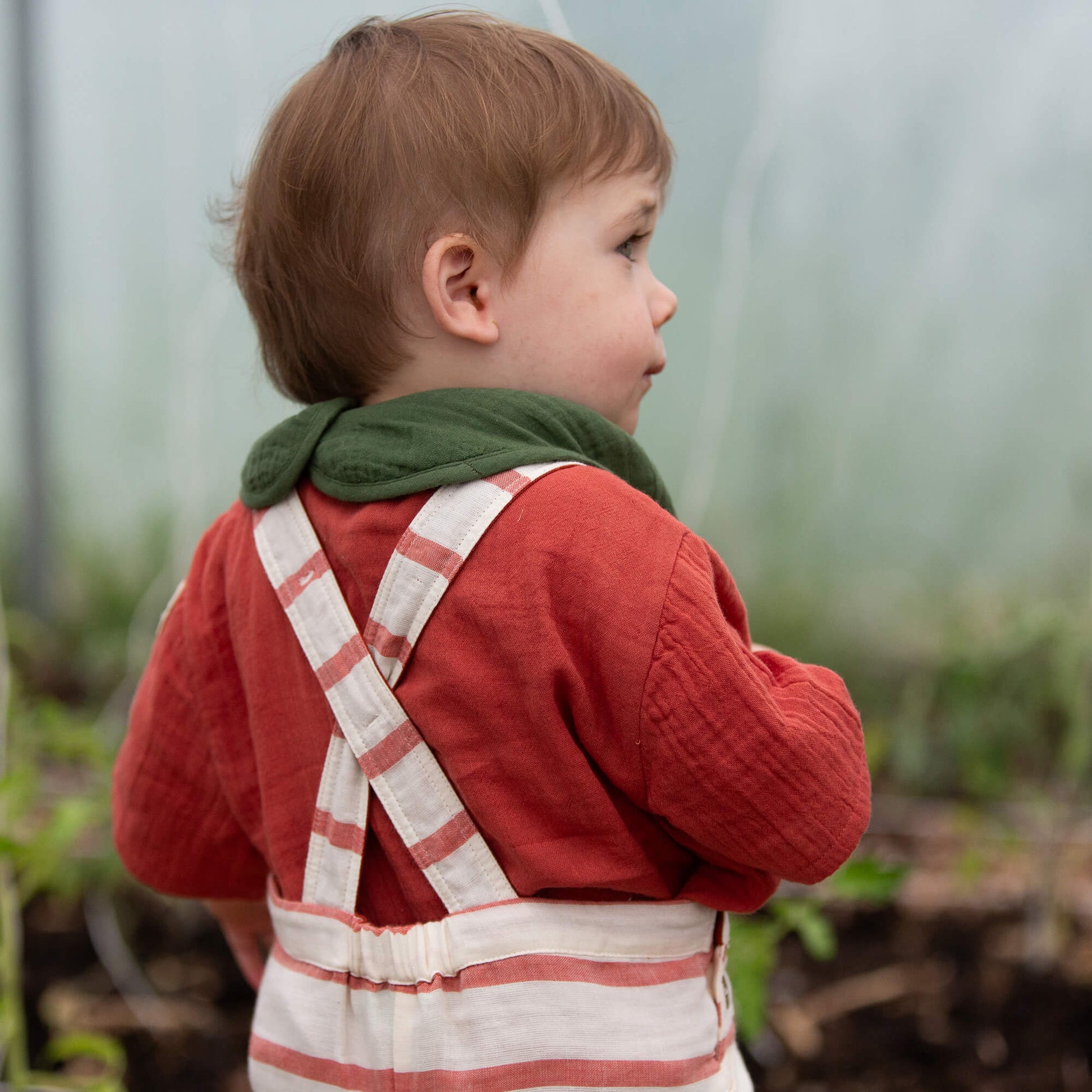 Vintage Red Stripe Dungaree Shorts Red / 18-24m