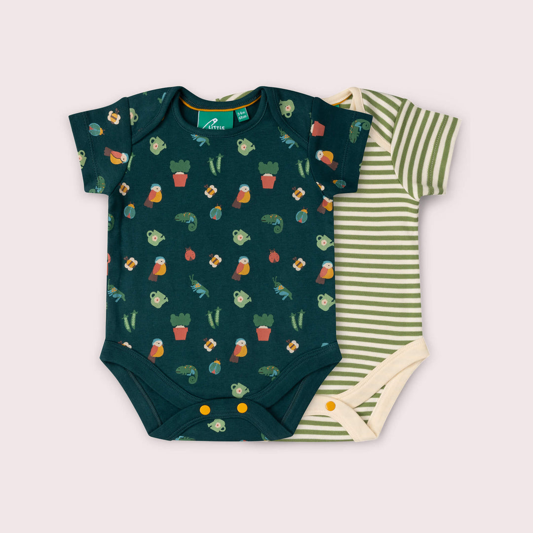 Spring Garden Organic Baby Bodysuit 2 Pack Green / 18-24m