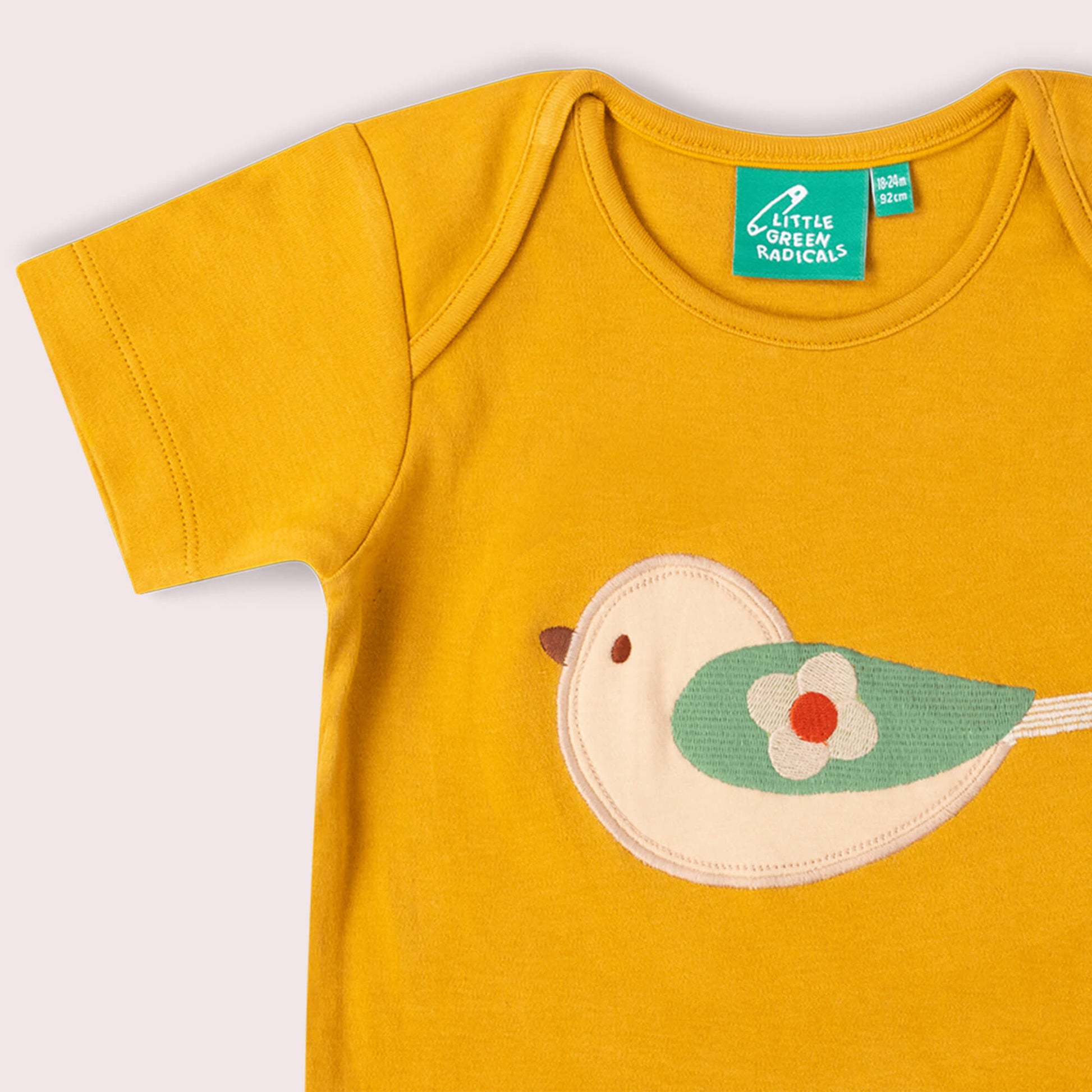 Spring Bird Organic Short Sleeve T Shirt Gold / 18-24m