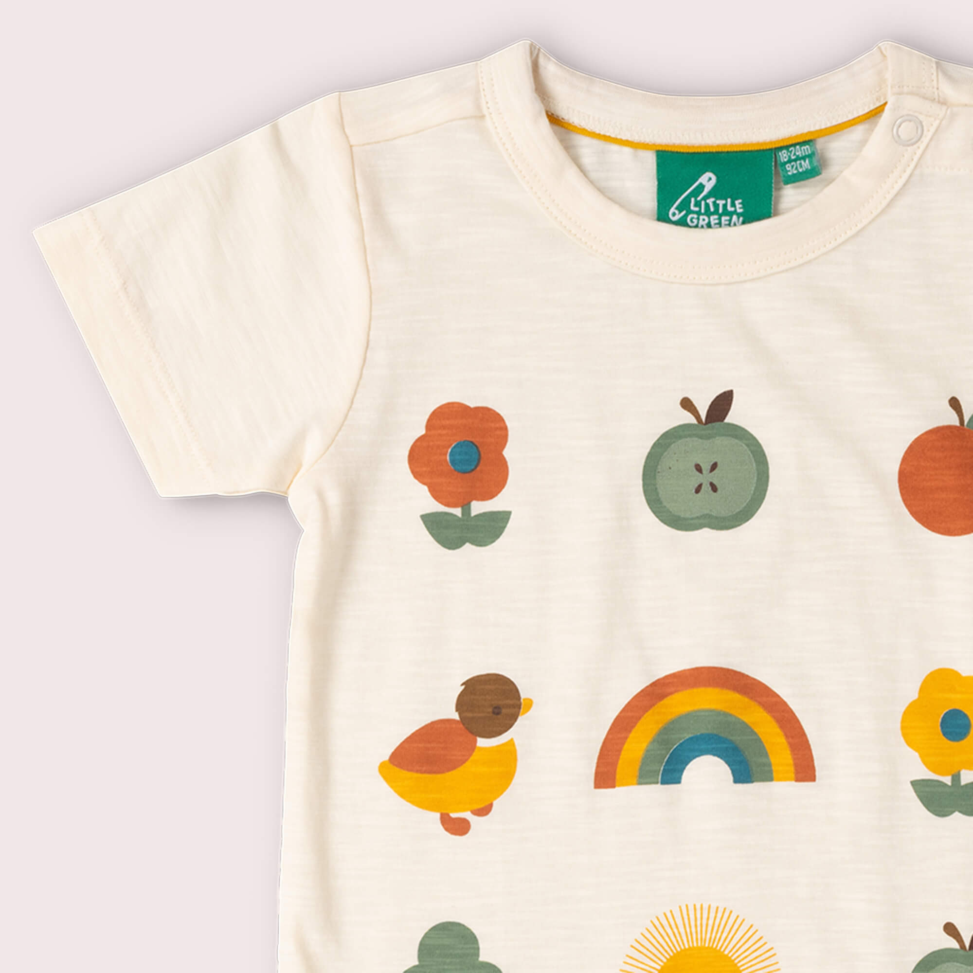 Vintage Rainbows Short Sleeve Popper T Shirt Cream / 18-24m