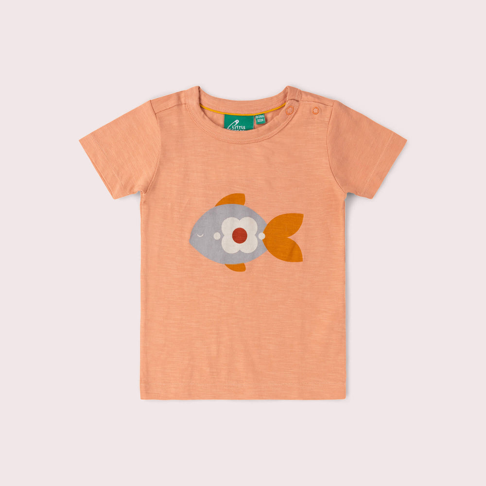 Little Fish Short Sleeve Popper T Shirt Pink / 18-24m