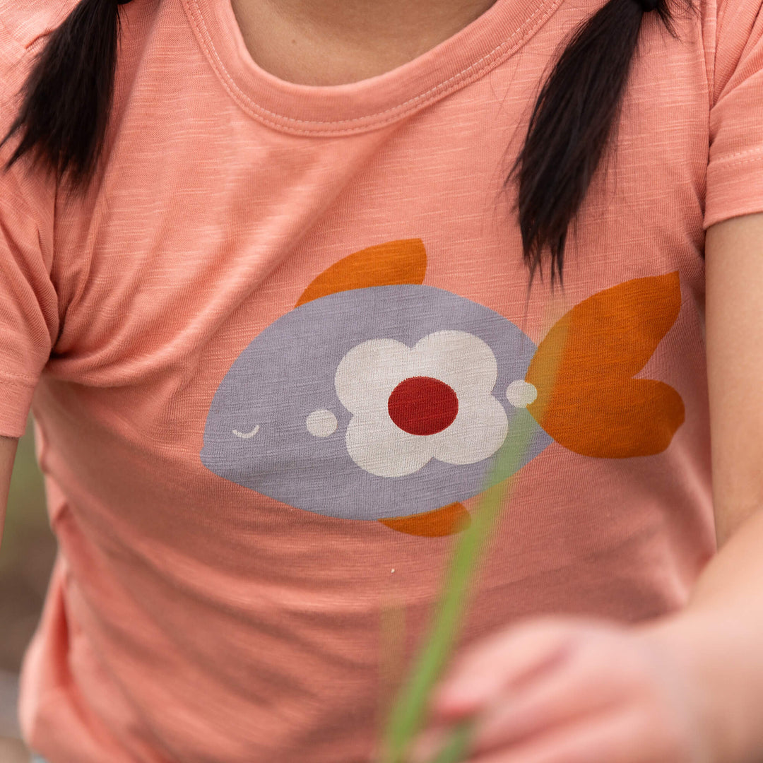 Little Fish Short Sleeve Popper T Shirt Pink / 18-24m