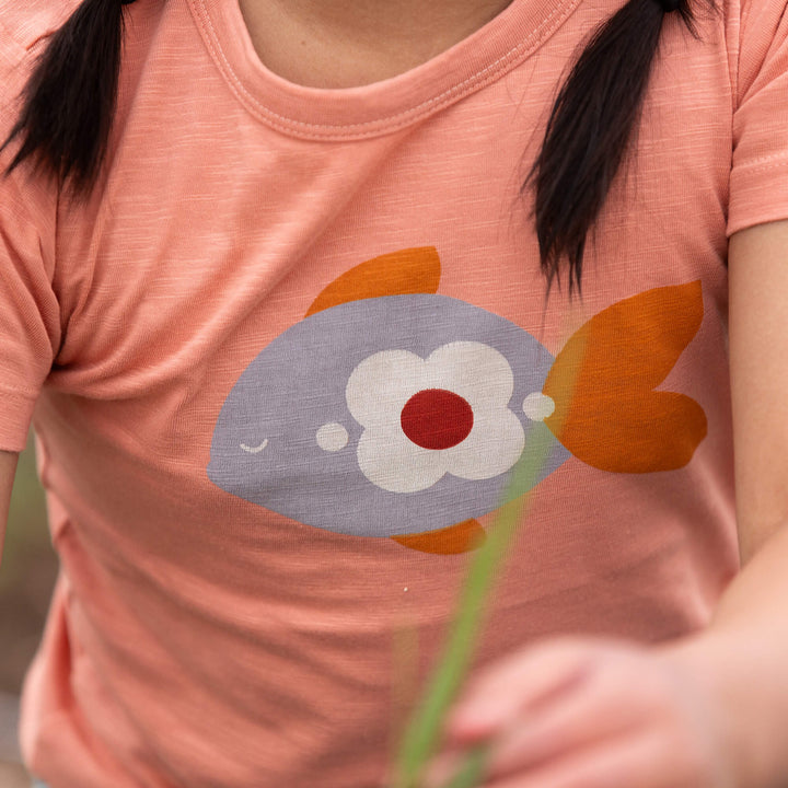 Little Fish Short Sleeve Popper T Shirt Pink / 18-24m