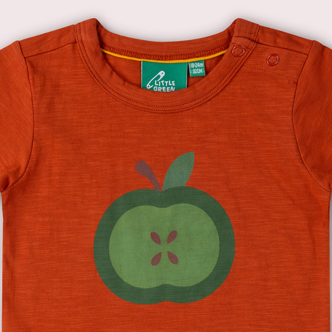 Apple A Day Short Sleeve Popper T Shirt Red / 18-24m