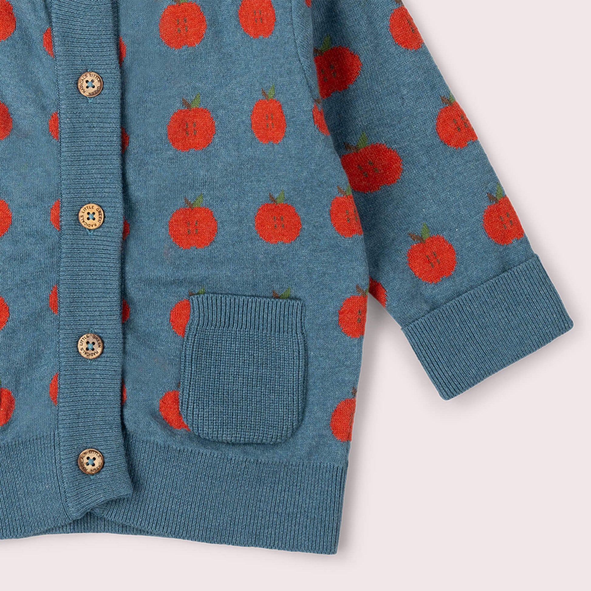 Apple A Day Knitted Cardigan Blue / 12-24m