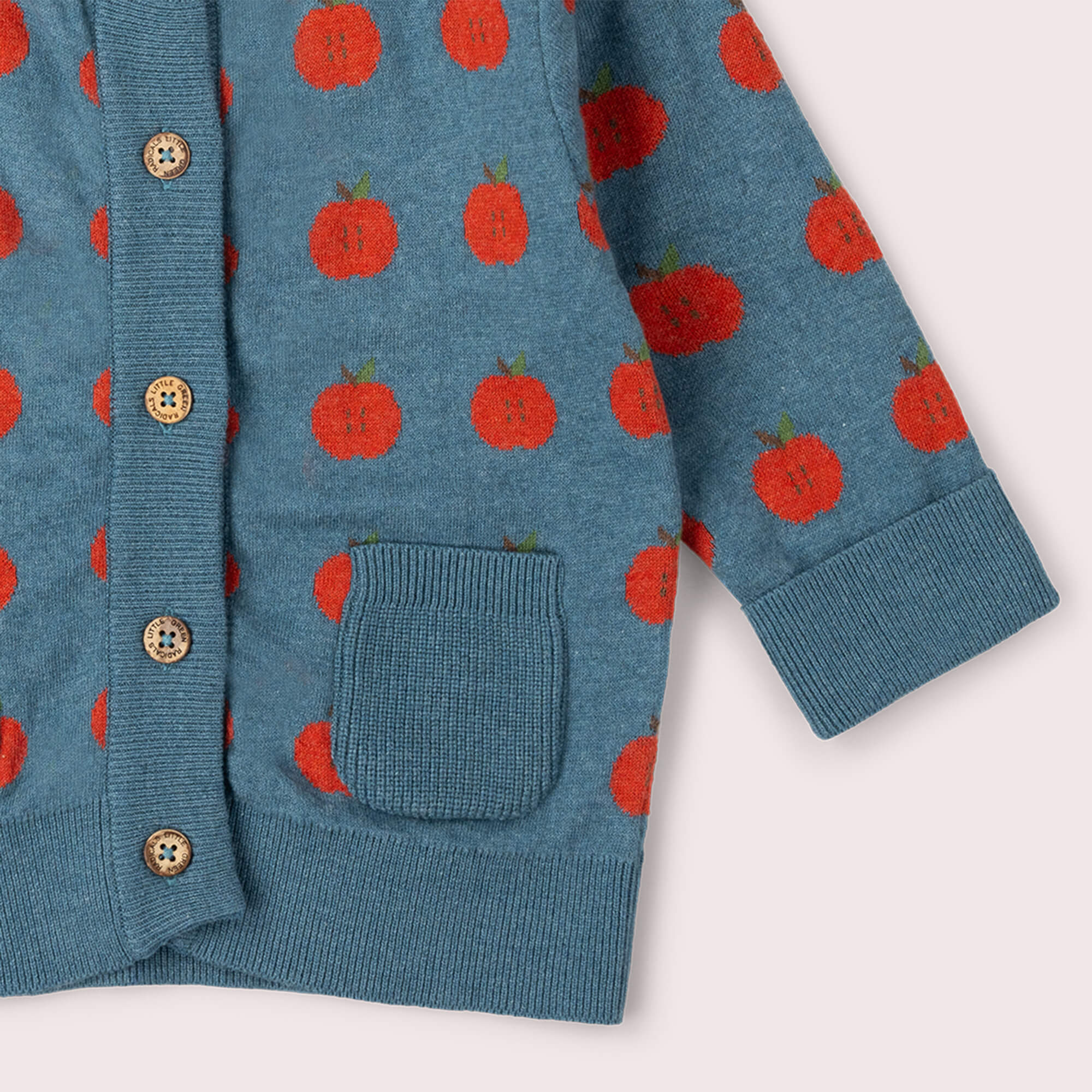 Apple A Day Knitted Cardigan Blue / 12-24m
