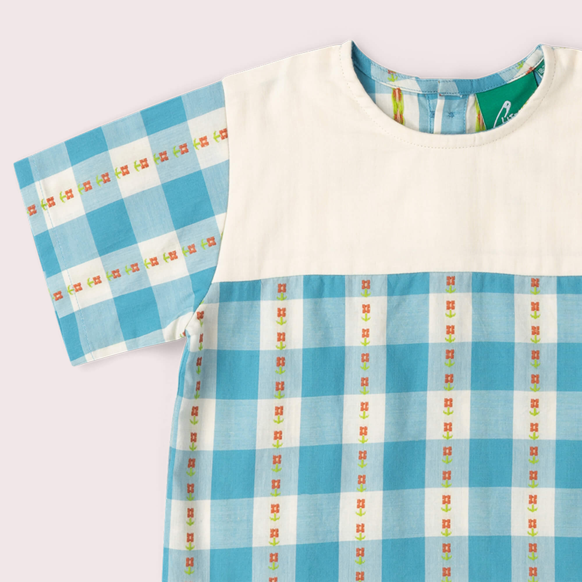 Blue Flowers Loose Fit Short Sleeve Henley Top Blue / 18-24m