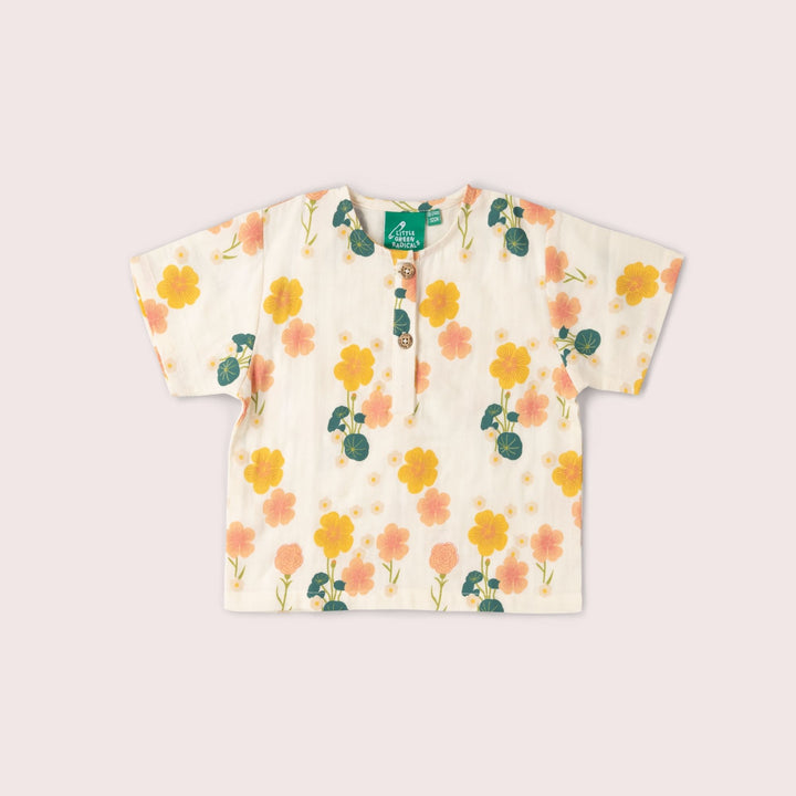 Flora Loose Fit Short Sleeve Henley Top