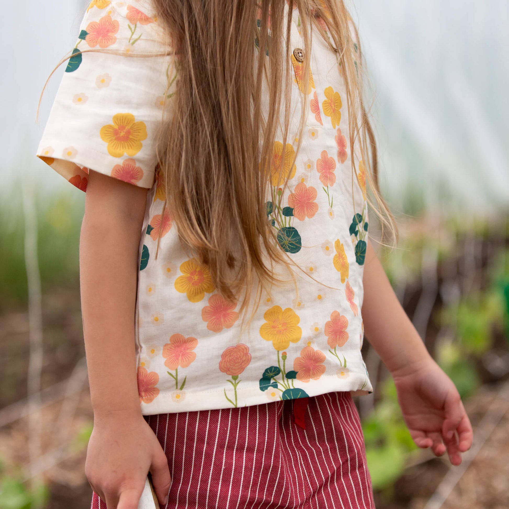 Flora Loose Fit Short Sleeve Henley Top Cream / 18-24m