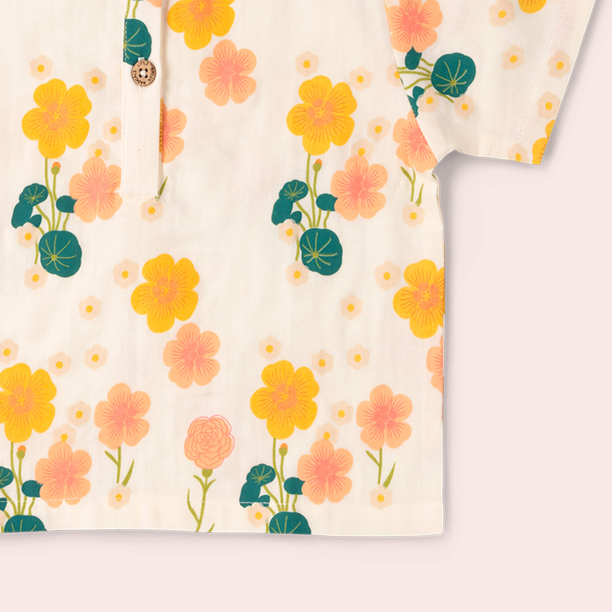 Flora Loose Fit Short Sleeve Henley Top Cream / 18-24m