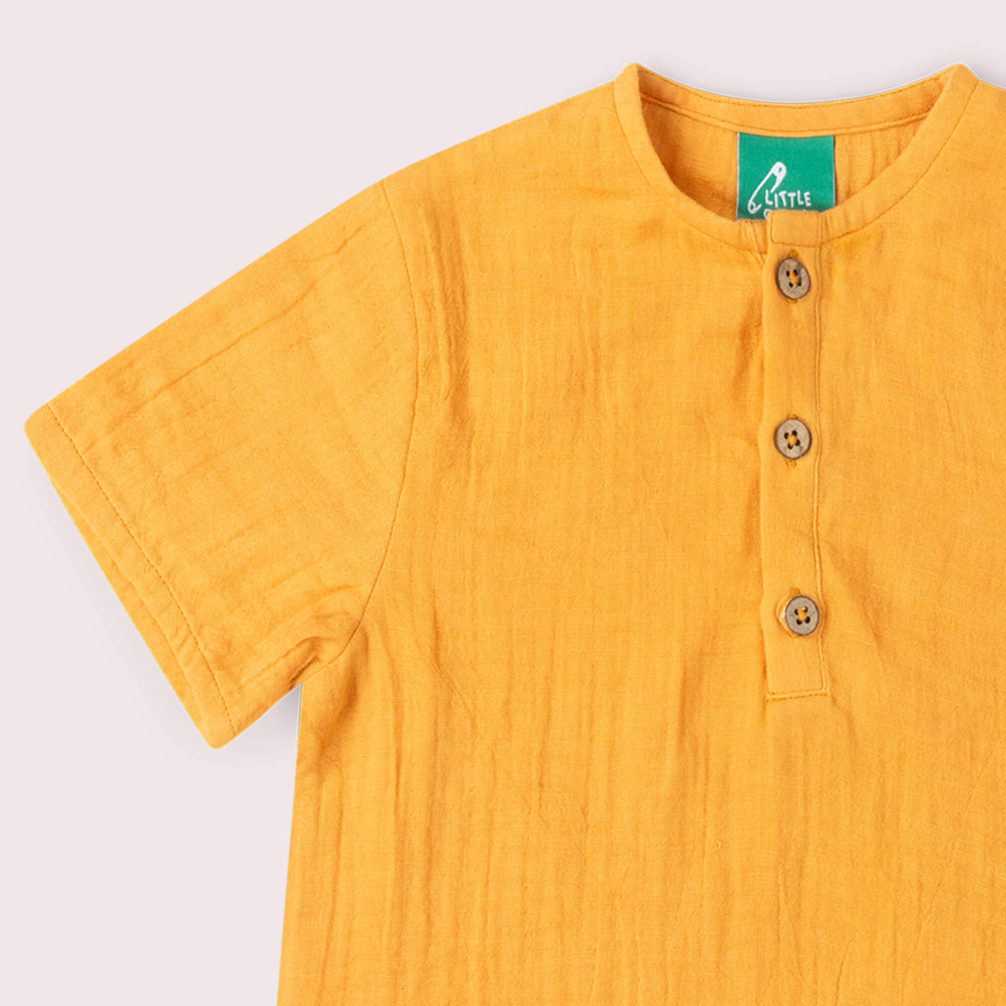 Golden Ochre Short Sleeved Henley Top Gold / 18-24m