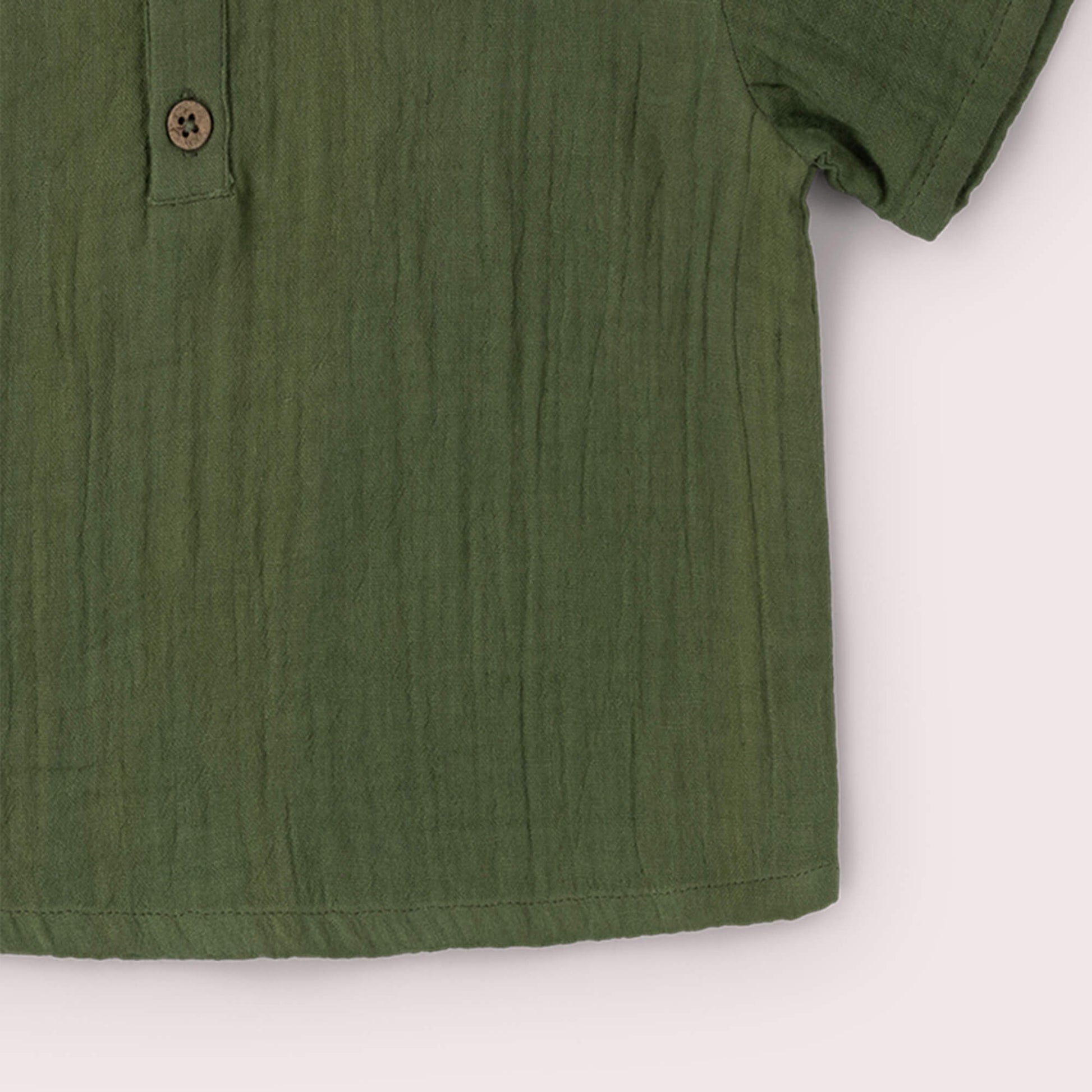 Chive Green Short Sleeved Henley Top Green / 18-24m