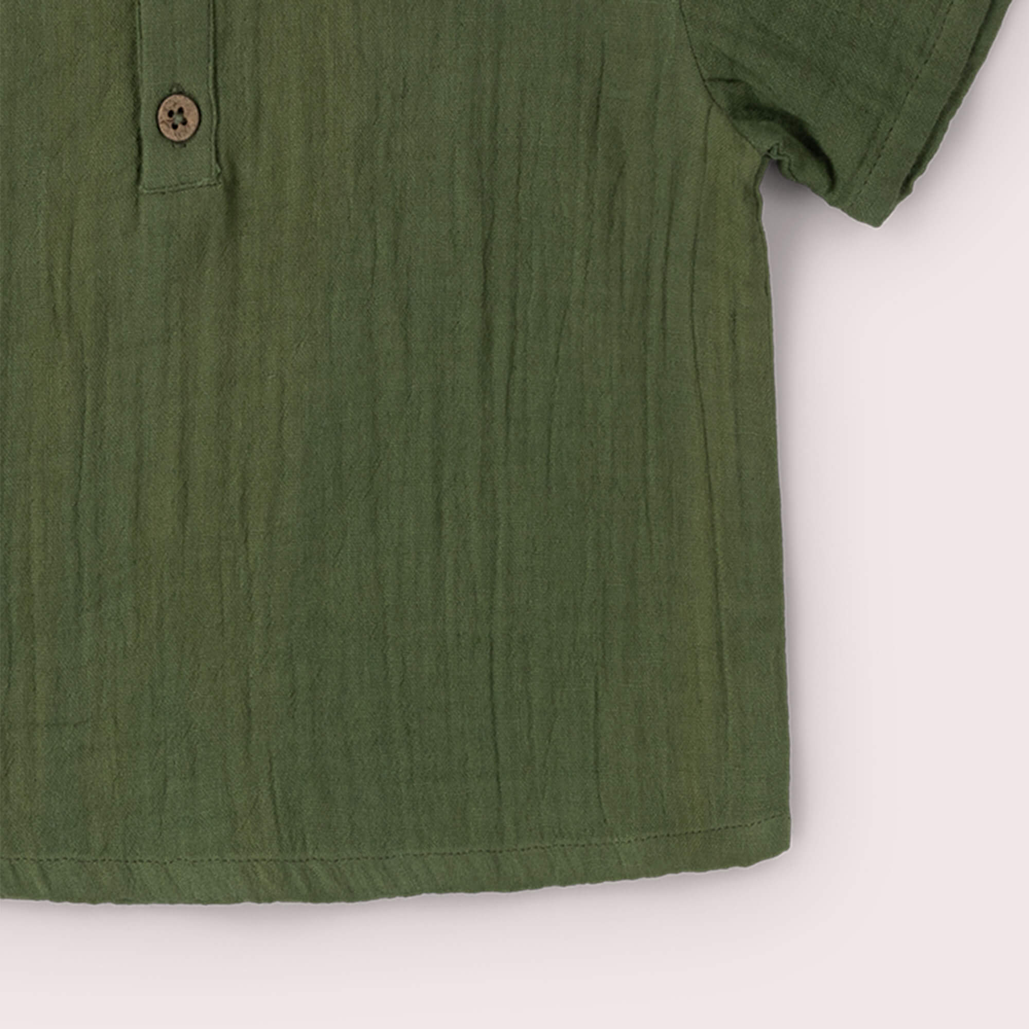 Chive Green Short Sleeved Henley Top Green / 18-24m