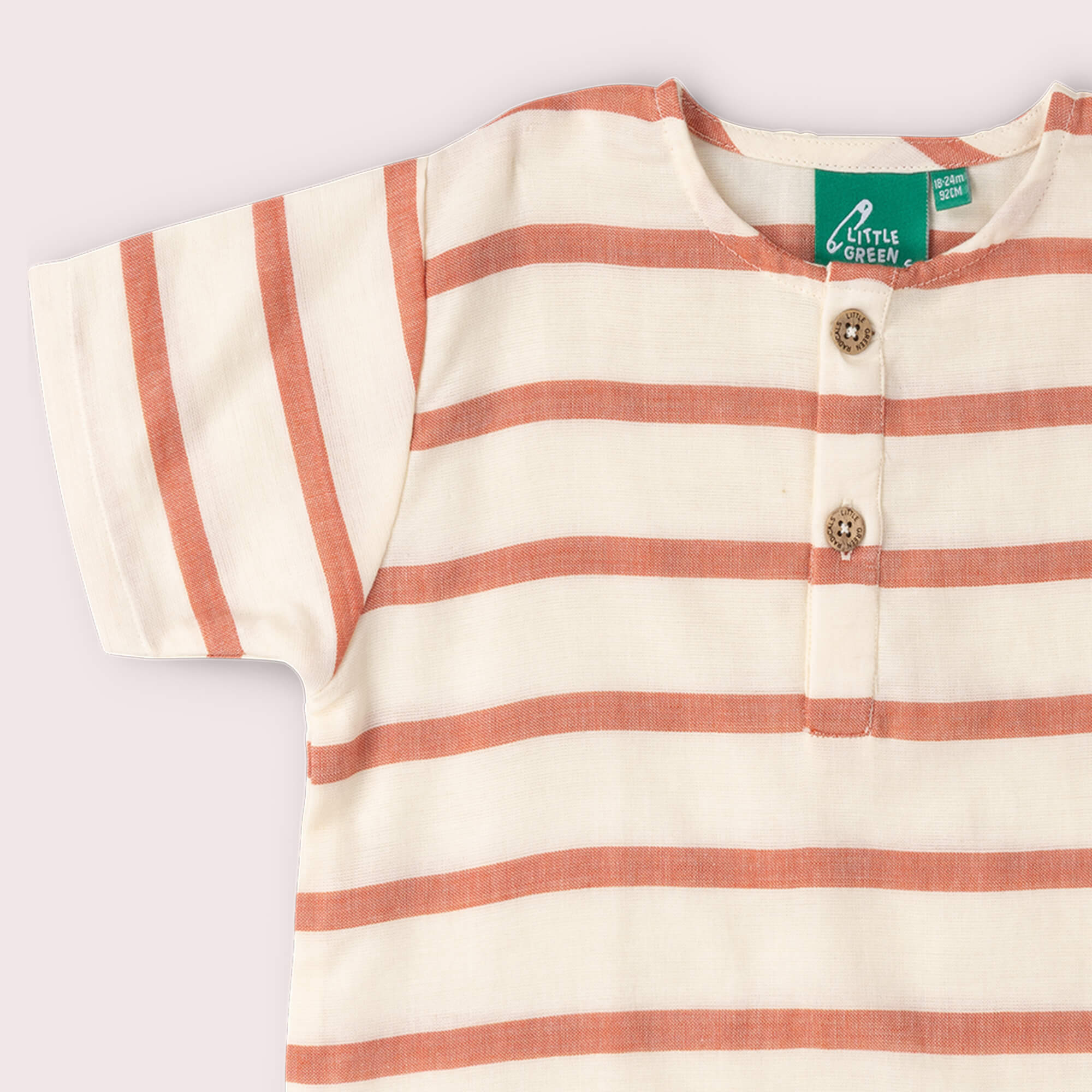 Vintage Red Stripe Loose Fit Short Sleeve Henley Top Red / 18-24m