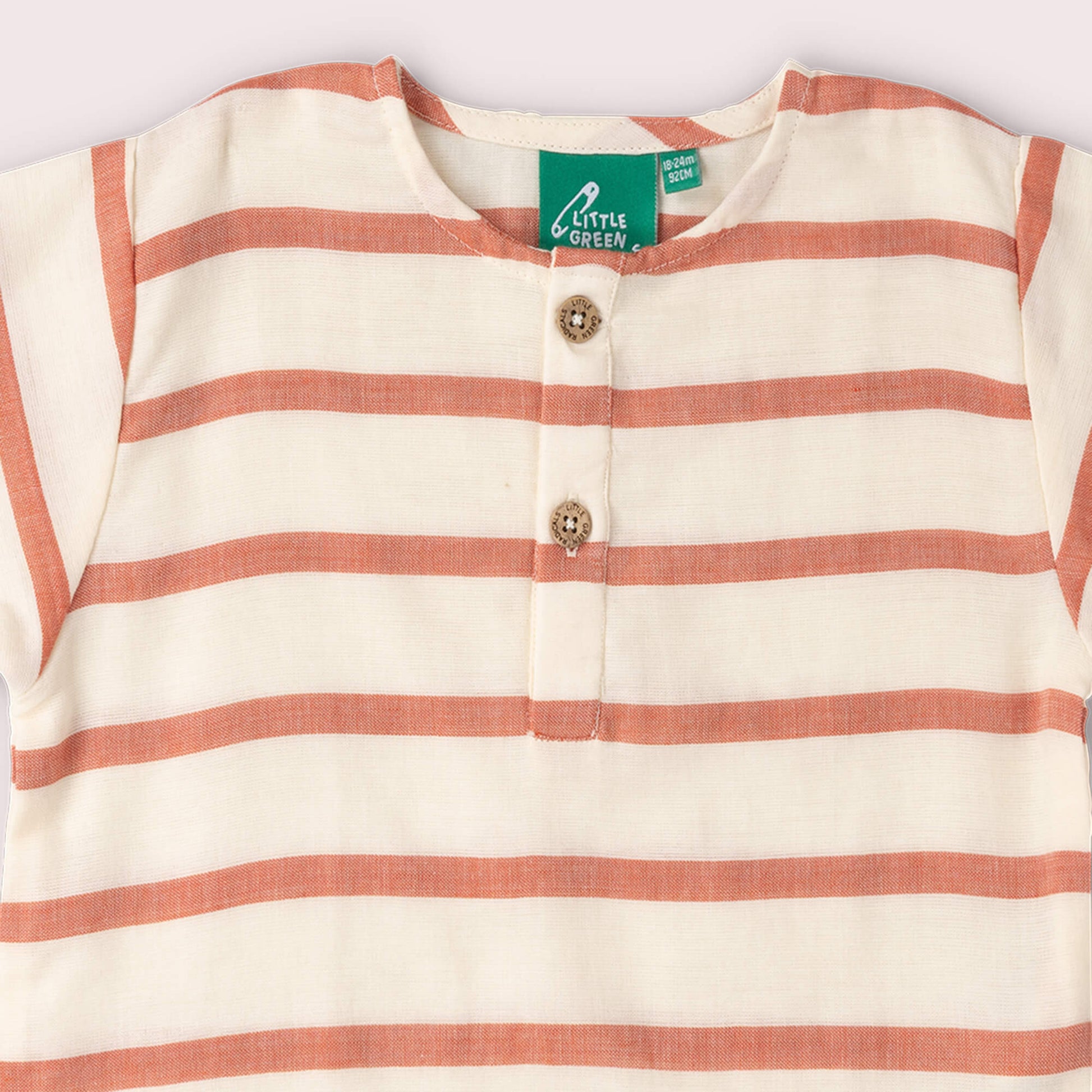 Vintage Red Stripe Loose Fit Short Sleeve Henley Top Red / 18-24m