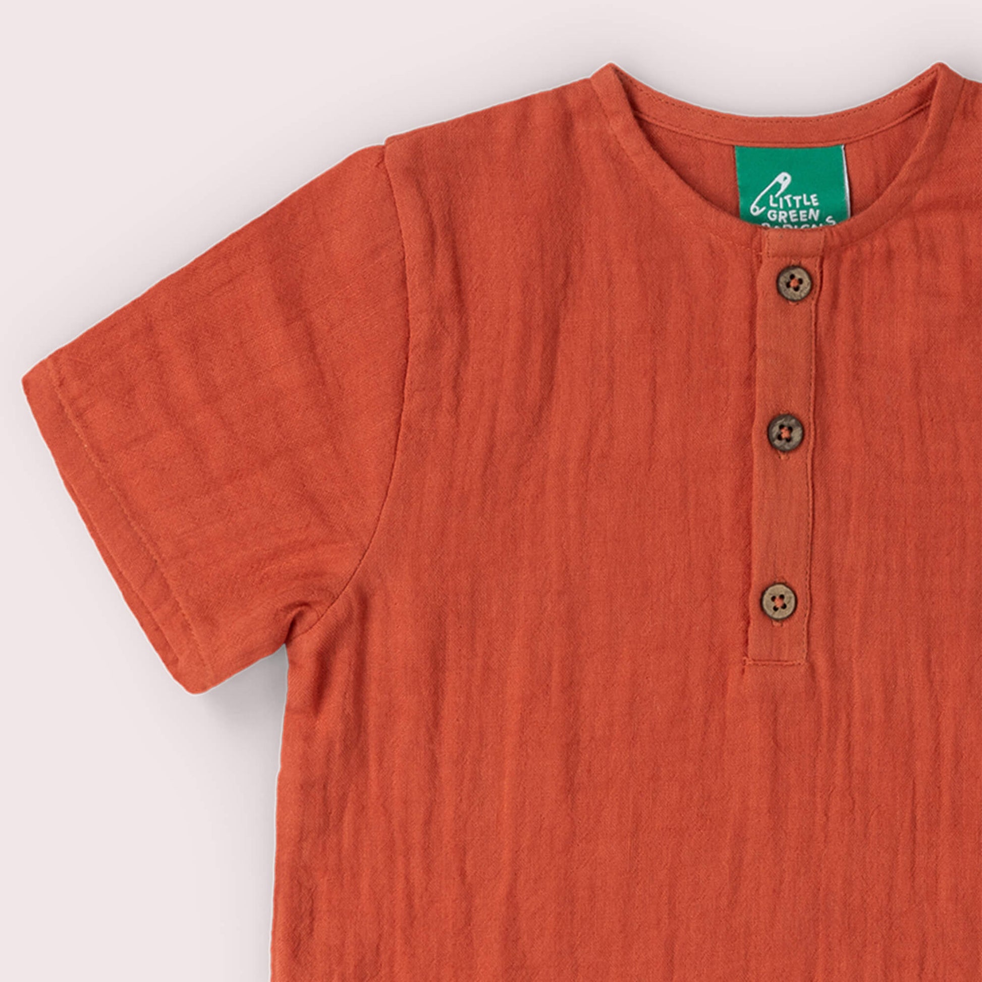 Burnt Ochre Short Sleeved Henley Top Red / 18-24m